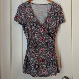 Boden colorful patterned wrap top